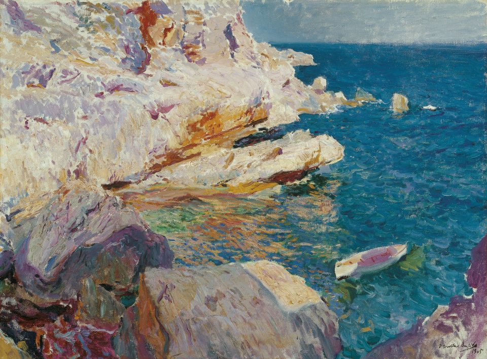 Rocks at Javea and the white boat