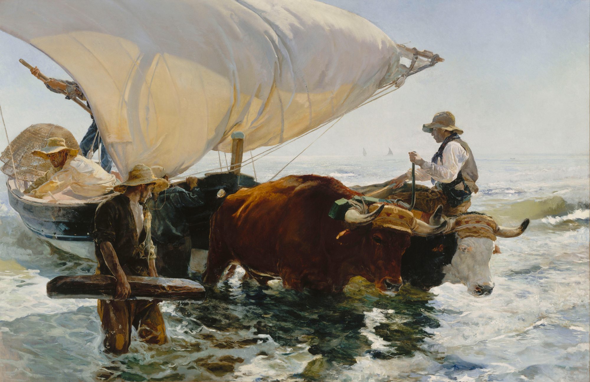 Return from Fishing: Towing the Boat, Joaquin Sorolla